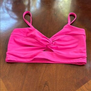 Vibrant Pink Twist Front Crop Top